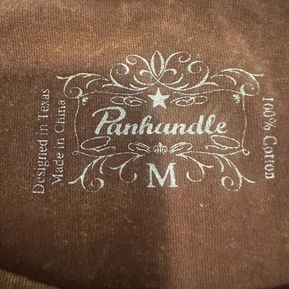 Panhandle Graphic T-Shirt Crew-Neck Long Sleeves Stretch Brown Womens Size M - Picture 7 of 16
